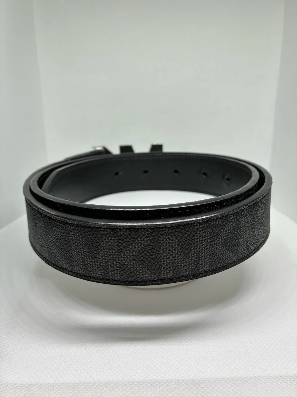 Michael Kors Black Belt with Silver MK Logo Buckle